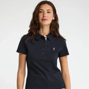 Polo azul marino de manga corta con corte slim y bordado Rigby Go
